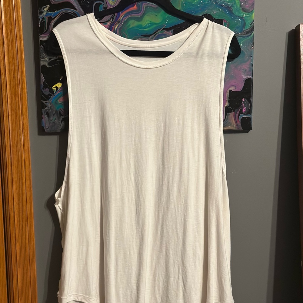 Girlfriend Collective Cream Muscle Tee Cut Out Sleeveless